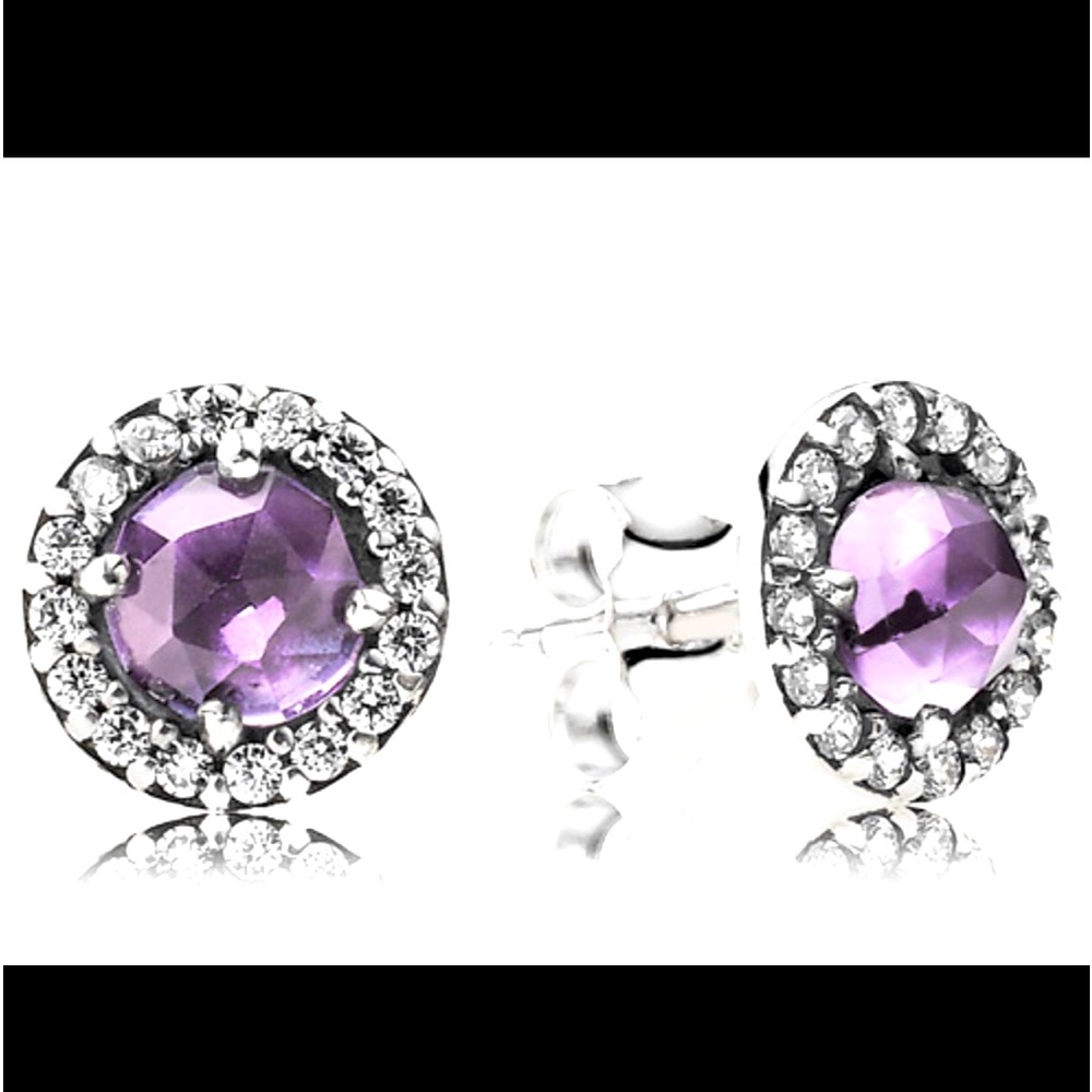 Pandora| Amethyst & Cubic Zirconia Glamorous Legacy Stud Earrings